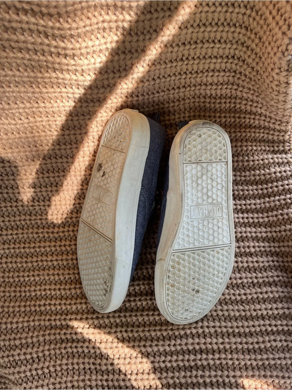 Old Navy Kids Slip-On Sneakers in Denim Blue with Cream Trim